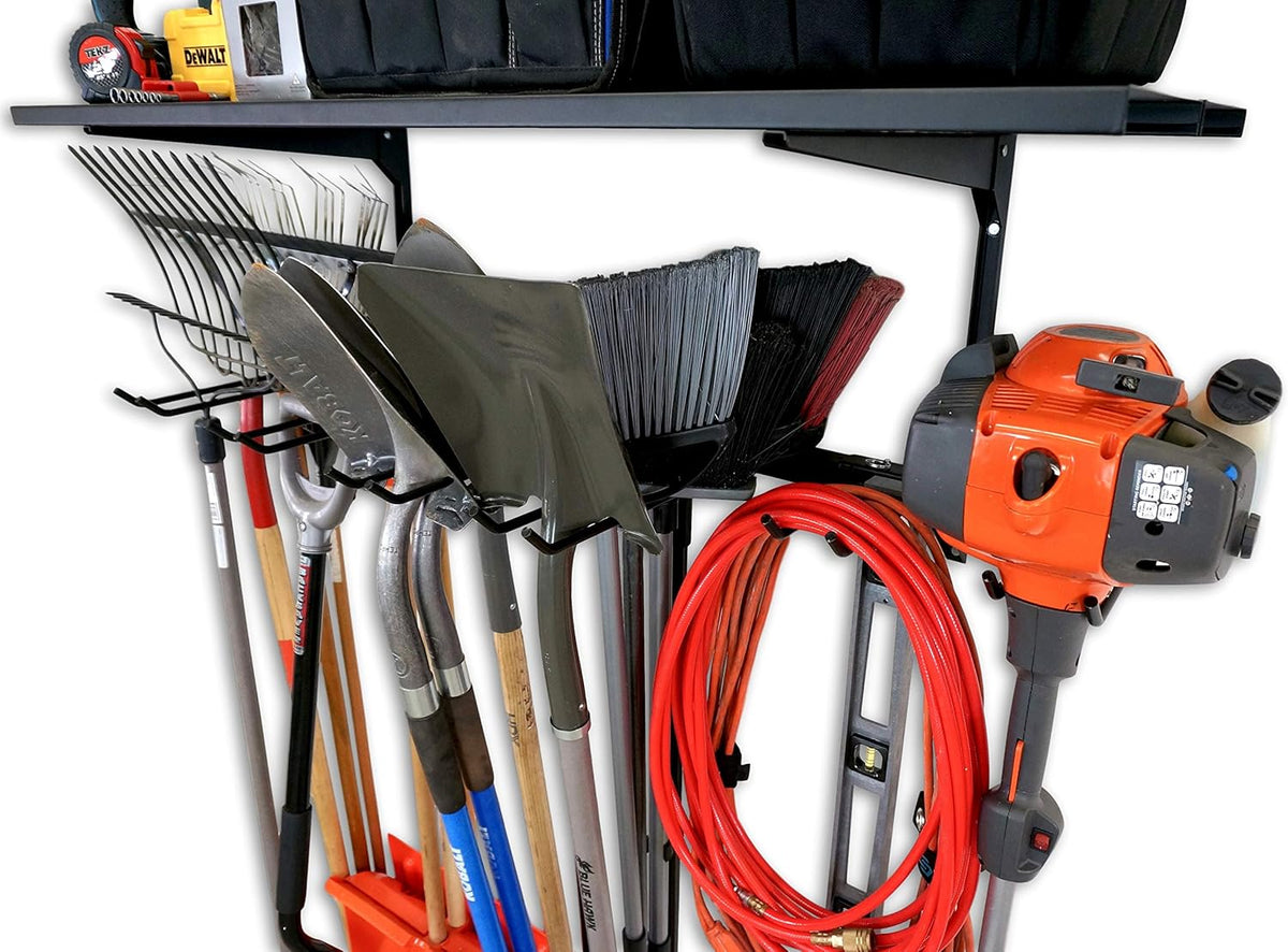 StoreYourBoard Tool Max Garage Storage Rack Shelf – Adjustable Wall Mount Garage Tool Organizer, Heavy Duty Steel Tool Rack with Shelf, Holds up to 300 lbs