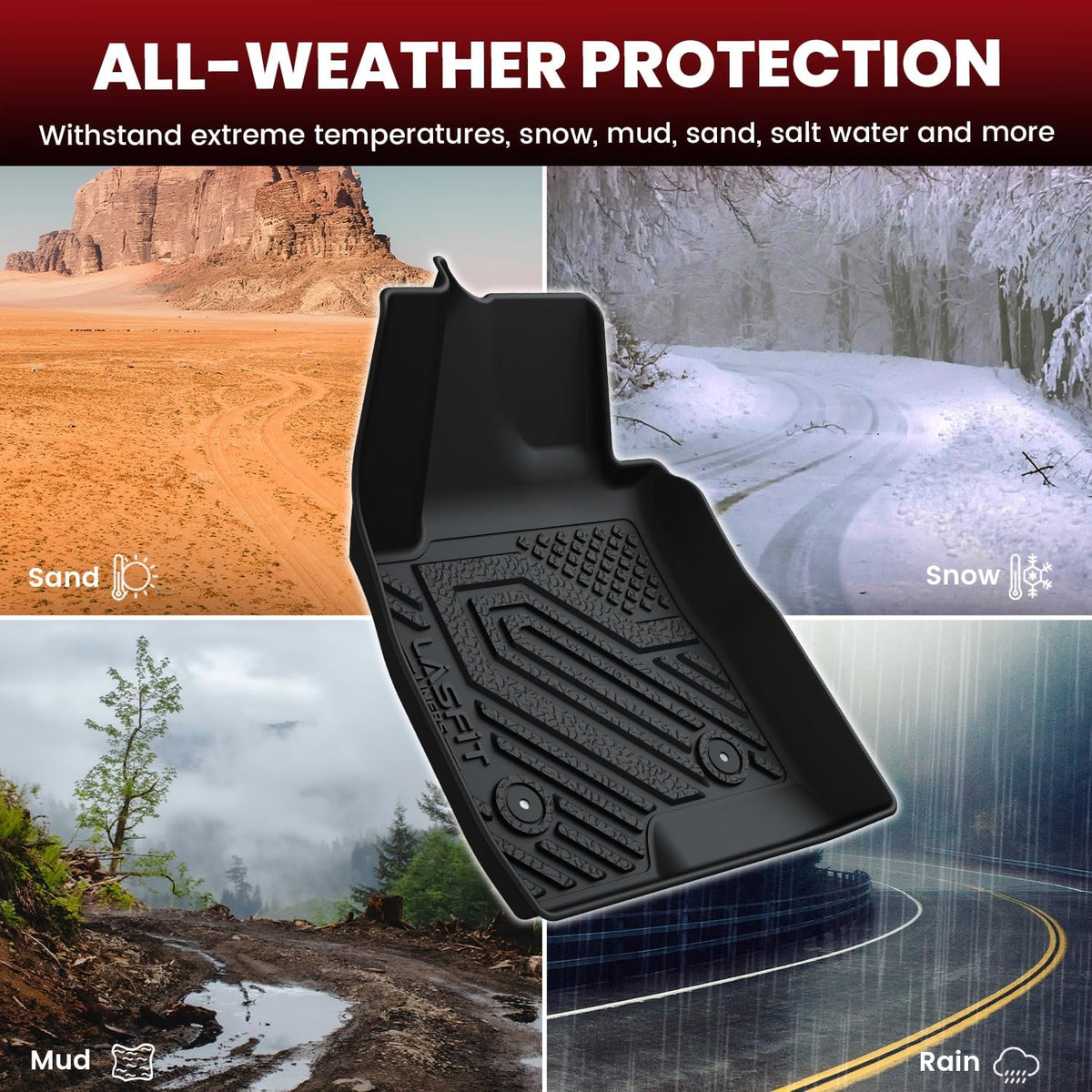 LASFIT Floor Mats & Cargo Mat(Lower Position) for Buick Encore GX 2020-2026(Only Fit FWD), TPE All Weather Custom Fit 1st & 2nd Row Rubber Car Mats and Cargo Liner for Buick Accessories, Black