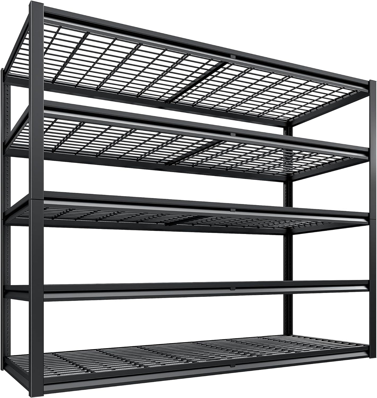 REIBII 78" H Garage Shelving Heavy Duty Load 3000LBS, Adjustable Storage Shelves, 5 Tier Metal Shelving Unit for Storage Racks Industrial Shelf, 55.2" W x 26" D x 78" H, Black