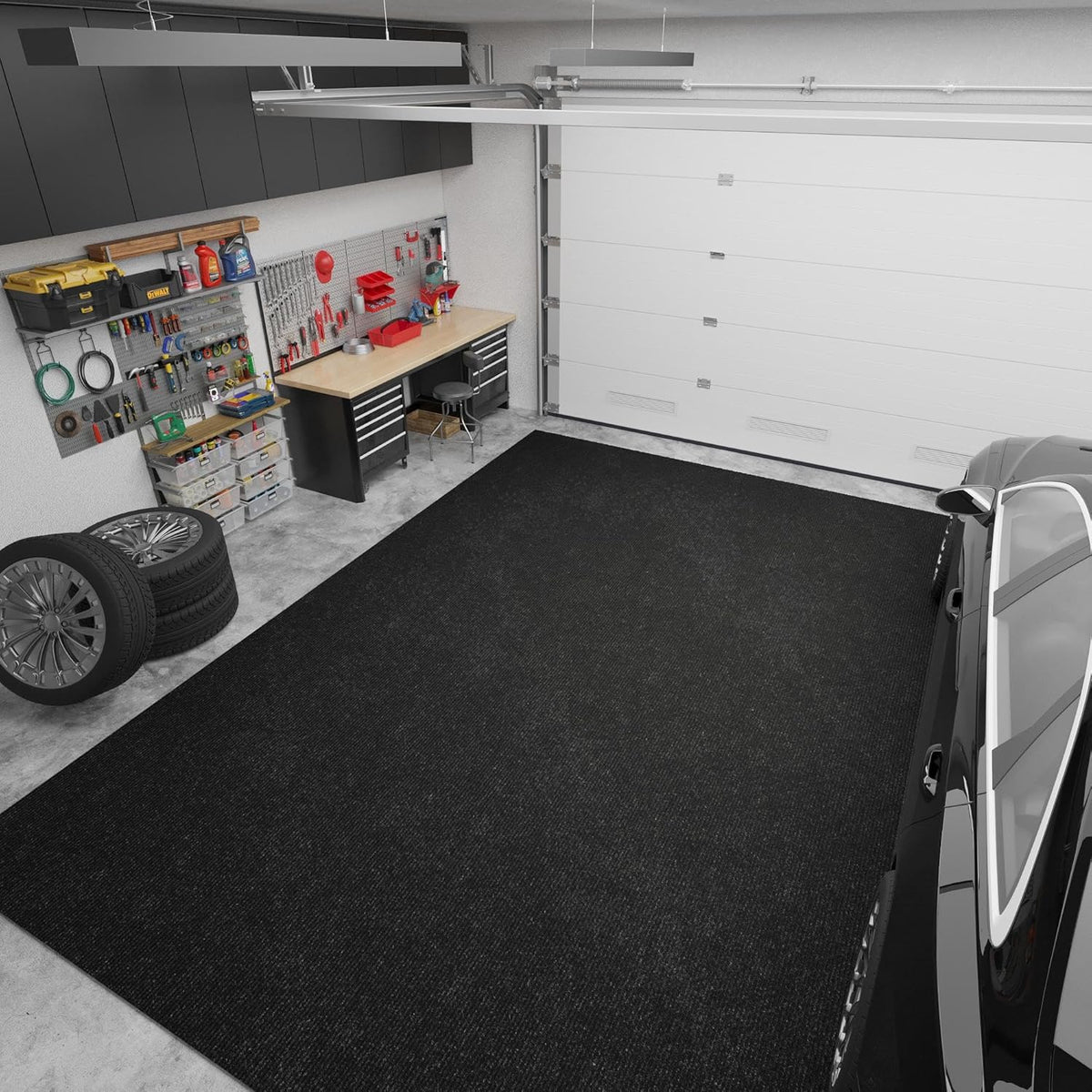 Ottomanson 6'6" x 12' Mud Mat Area Rug Scraper Carpet - Non-Slip, Dirt Trapping for Indoor & Outdoor Use - Ideal for Entryway, Garage, Kitchen, Patio & High-Traffic Areas, Black