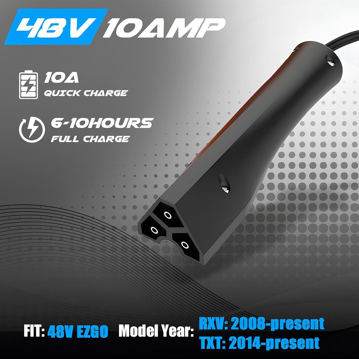 10 Amp 48 Volt Golf Cart Battery Charger for EZGO RXV&TXT,with Trickle Charge,Replace ezgo Charger 48 Volt