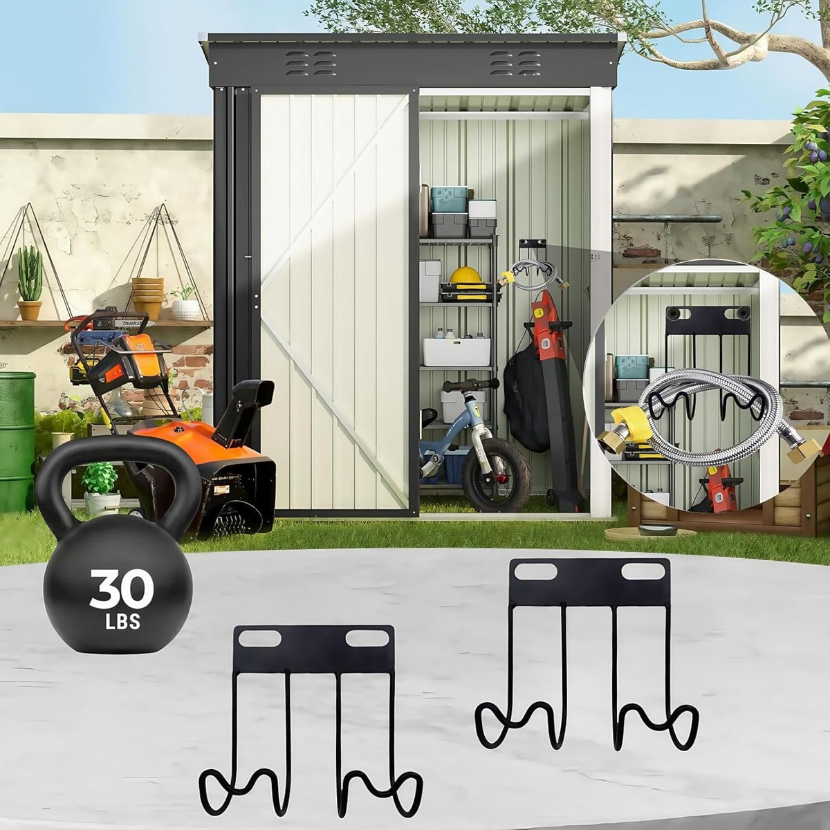 For suncast shed accessories garden hose holder,with EZ Bolt Assembly,Storage Shed Hooks,Water Hook for Outside Yard,for Garage,Garden and Yard