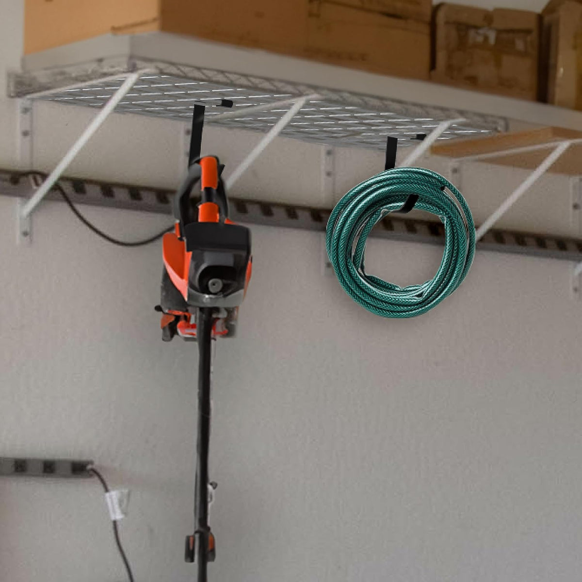 Bike Hooks for Garage Ceiling Mount Rack – Heavy Duty 4X8 Overhead Garage Storage Rack for Ceiling Hanging Bicycle Shelves, Add on Storage Flat Hooks Accessory and Wall Hanger (Flat Hook 4 Pack)