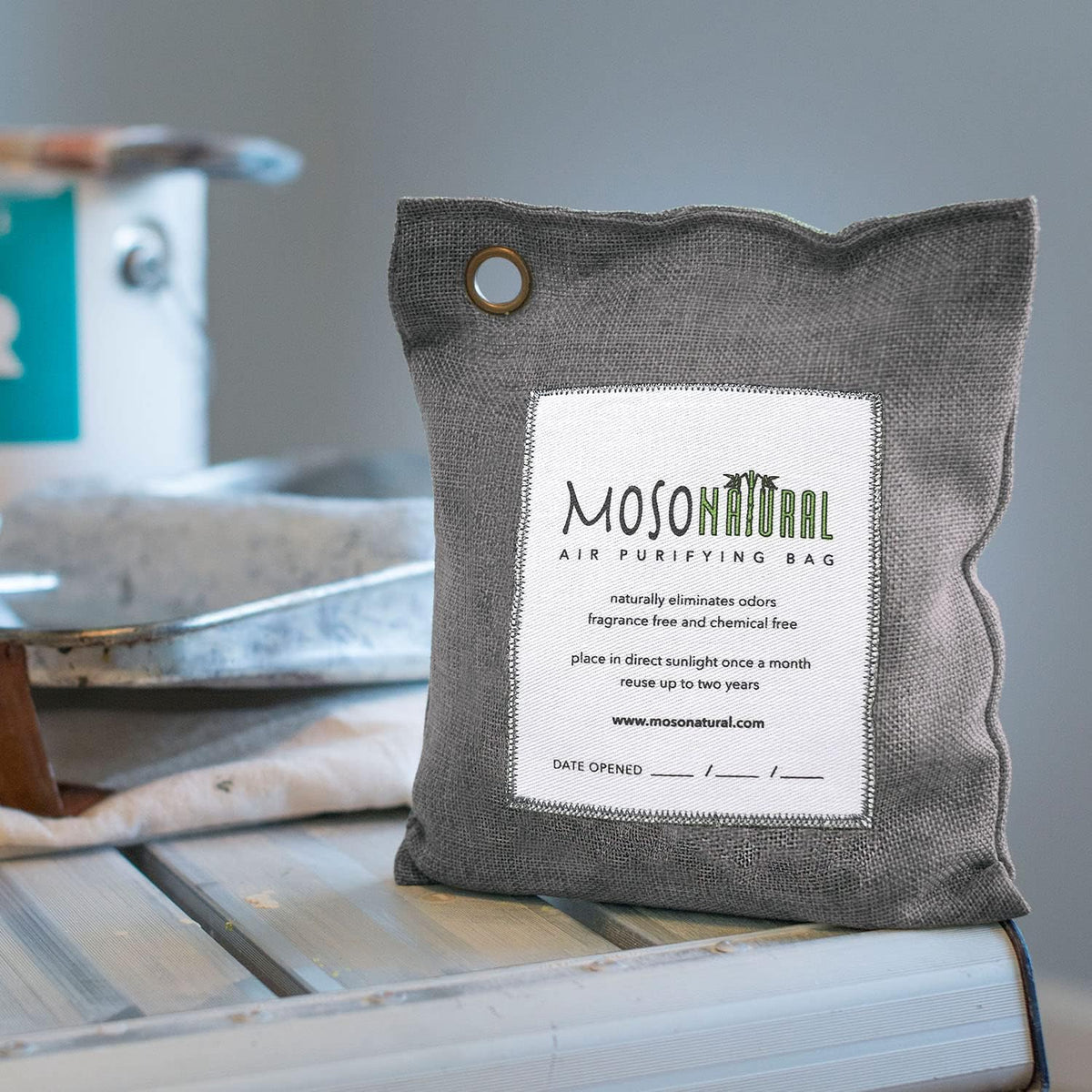 Moso Natural Air Purifying Bag 500g | Premium Bamboo Charcoal Odor Absorber for Home, Bedroom, Kitchen, Basement | Unscented Pet Odor Eliminator | Large Room Charcoal Deodorizer Bag Covers 250sqft
