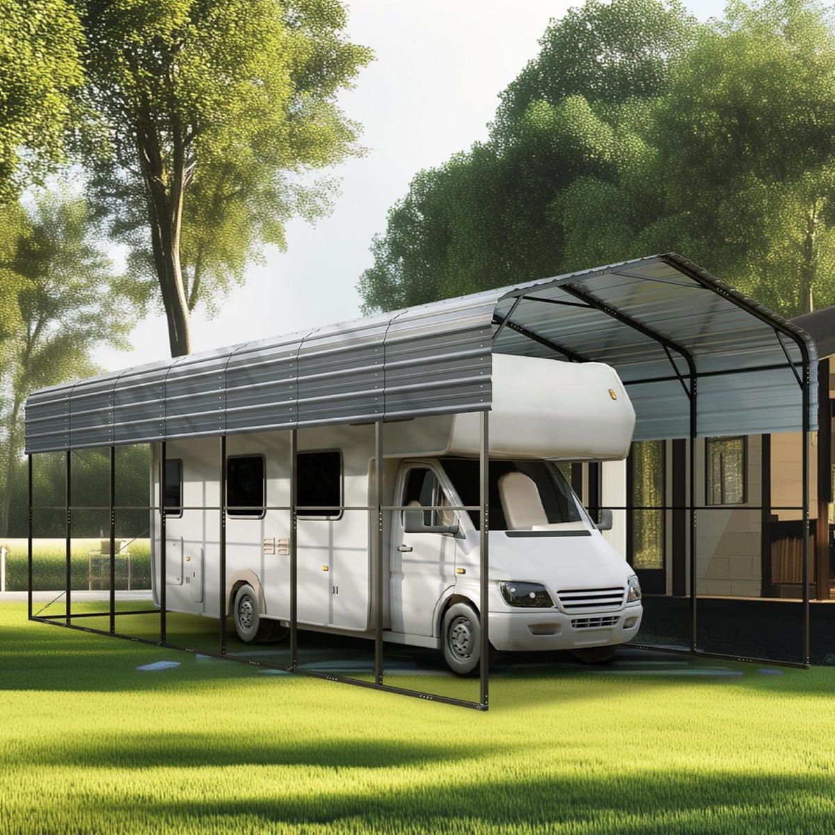 PHI VILLA 35 x 14 ft Heavy Duty Metal Carport with Galvanized Steel Roof for RVs, Cars, Boats, and Tractors