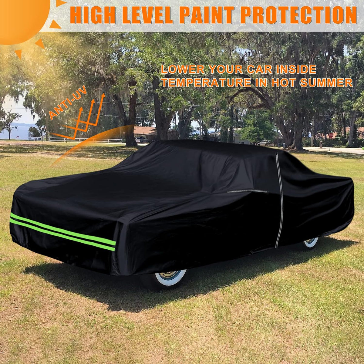 Waterproof Car Cover Compatible with Chevrolet Impala/Bel Air/Biscayne 1958-1970 2/4 Door Sedan/Couple/Hardtop 210T All Weather Classic Car Covers with Zipper Door for Snow Rain Protection