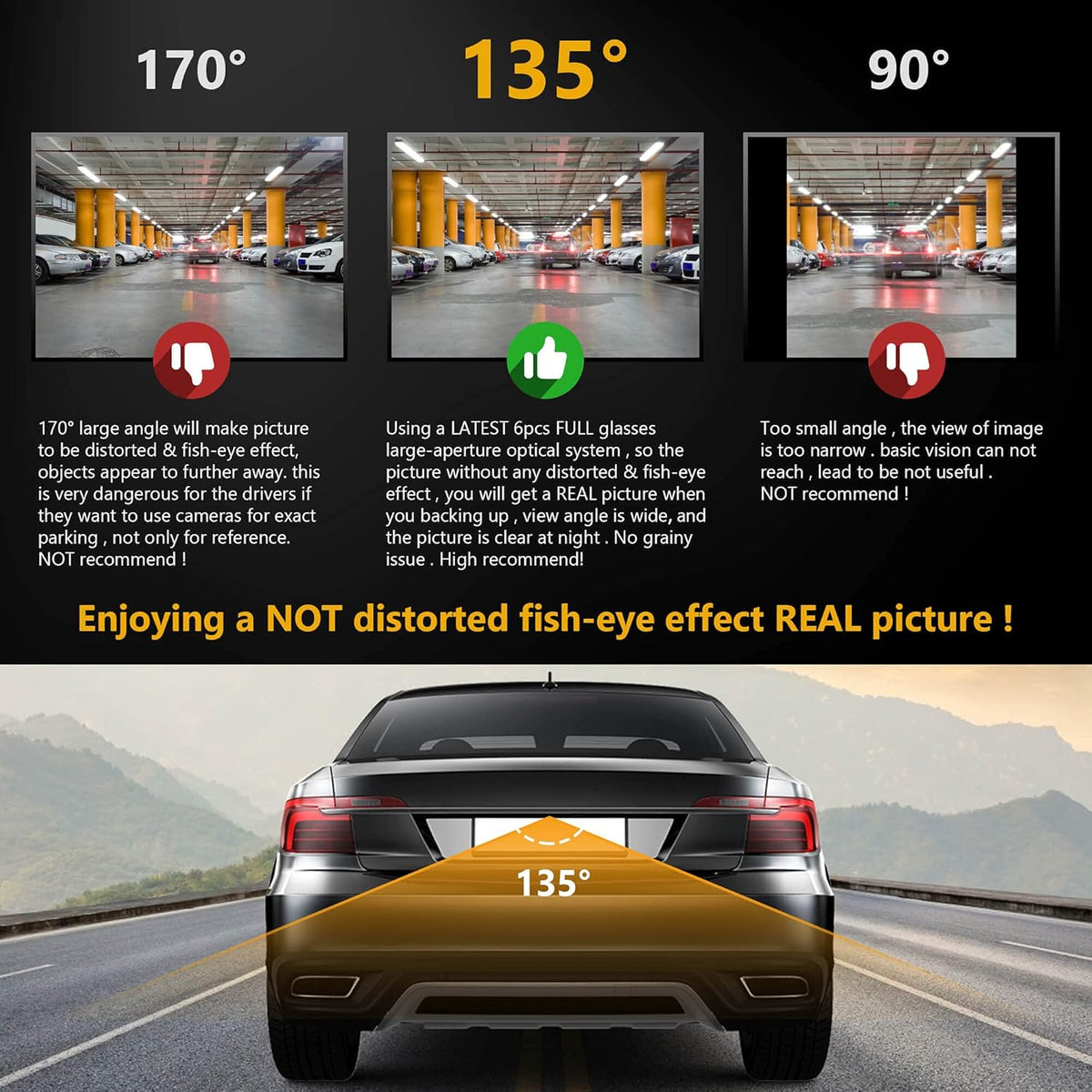 NATIKA Backup/Front View Camera: No Distorted Affect Starlight Night Vision HD Waterproof 720P AHD and TVI Hitch Backup/Reverse/Rear View Camera License Plate for Cars Pickup Trucks SUV RV Van