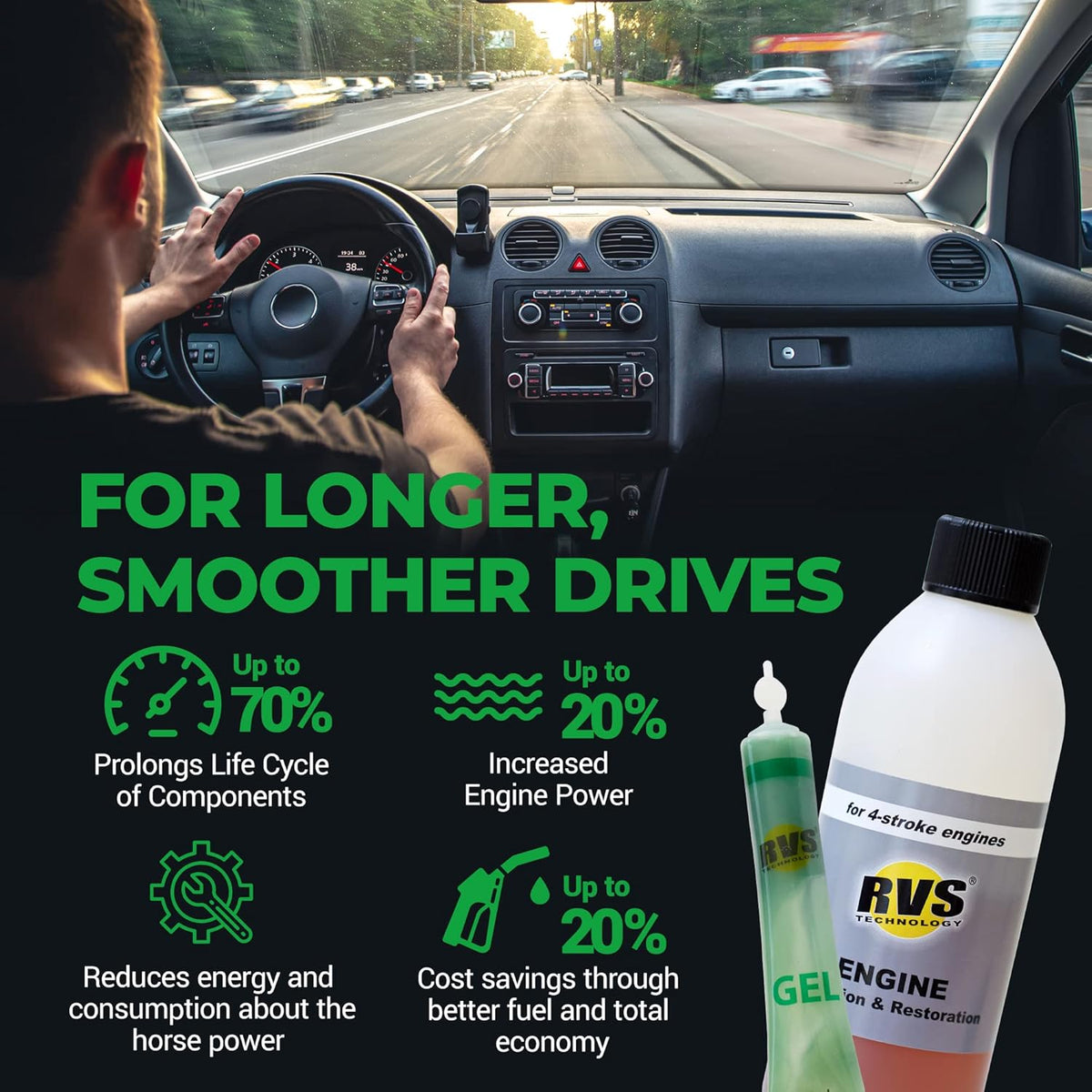 G6 Engine oil Treatment; For Gasoline Engines with a Motor oil capacity up to 6 quarts; Save fuel, Boost Power and Safely Restore and protect your Car, Truck, and all other engines