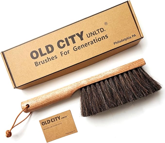 Dustpan Bench Woodworking Brush-USA 13 inch Horsehair Brushes are Used for Counter, Furniture, Drafting, Patio, Fireplace Cleaning, Shop Brush, Leather Tie, Woodworking Tool & Accessories