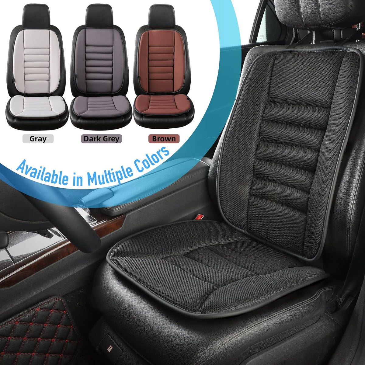 Car Seat Cushion with Back Support Pillow, Comfy Lumbar Support & Seat Cushion, Memory Foam Driving Pillow for Back-Sciatica Pain Relief, Auto Pad Suitable for Car, Truck, SUV - 4D Mesh Black