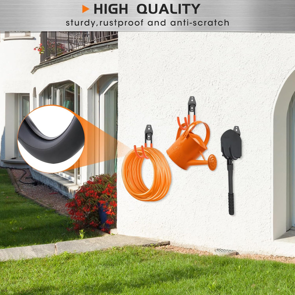 Hose Hanger Wall Mount 2 Pack,Heavy Duty Hose Holder with Screws Metal Hose Hangers for Outside,Hose Rack Suitable for Garage,Garden and Yard