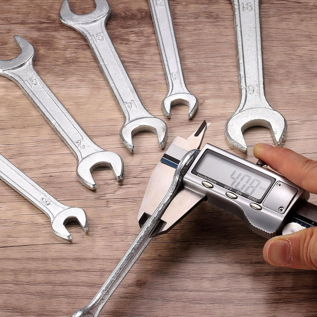HARFINGTON 5pcs Double Open End Wrench 14mm x 15mm Metric 15 Degree Offset Angle Small Flat Head Wrench Galvanizing Open Ended Spanner for Automotive Repair Furniture Assembly
