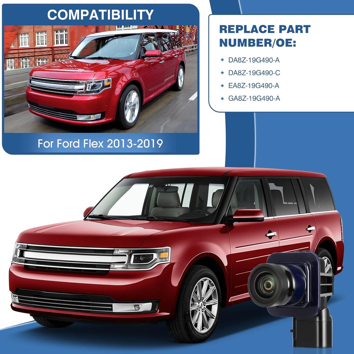 Rear View Backup Reverse Camera Fit for Ford Flex 2013-2019,Safety Parking Back Up Assist Camera OE Number GA8Z-19G490-A EA8Z-19G490-A DA8Z-19G490-A DA8Z-19G490-C