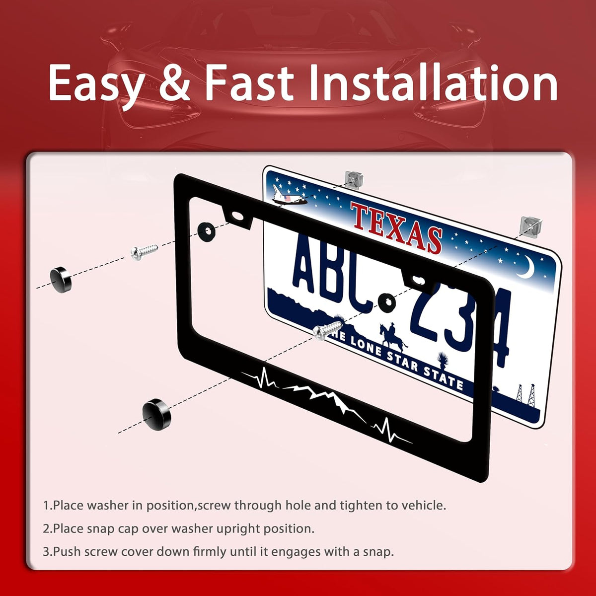 Mountains License Plate Frame Funny Mountain License Plate Holder Stainless Steel Accessories Cars Decor with 2 Holes and Screws Fits Standard Us Ca Vehicles License Plate Frames 12.2 X 6 Inch