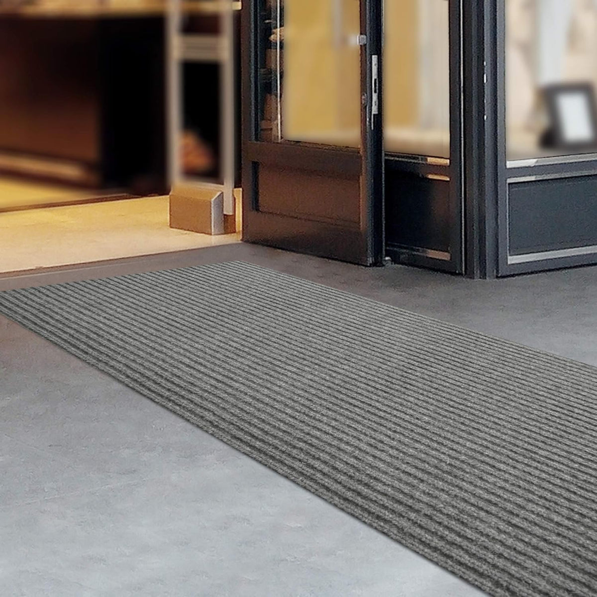 iCustomRug Spartan Weather Warrior Duty Indoor/Outdoor Utility Ribbed in 3ft,4ft,6ft Widths 70 Custom Sizes with Natural Non-Slip Rubber Backing 4'X80' in Grey