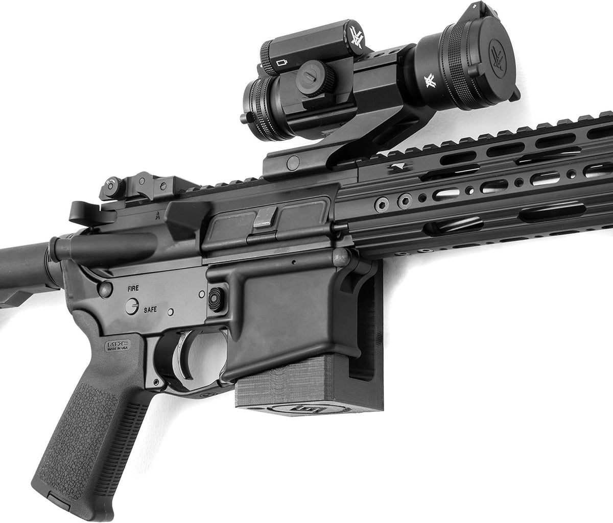 Spartan Mounts Locking .223/5.56 Rifle Mount Wall Display | Low Profile Floating Design Vertical and Horizontal Mounting Solution | Gun Room Safe Storage Organzation | Made in USA