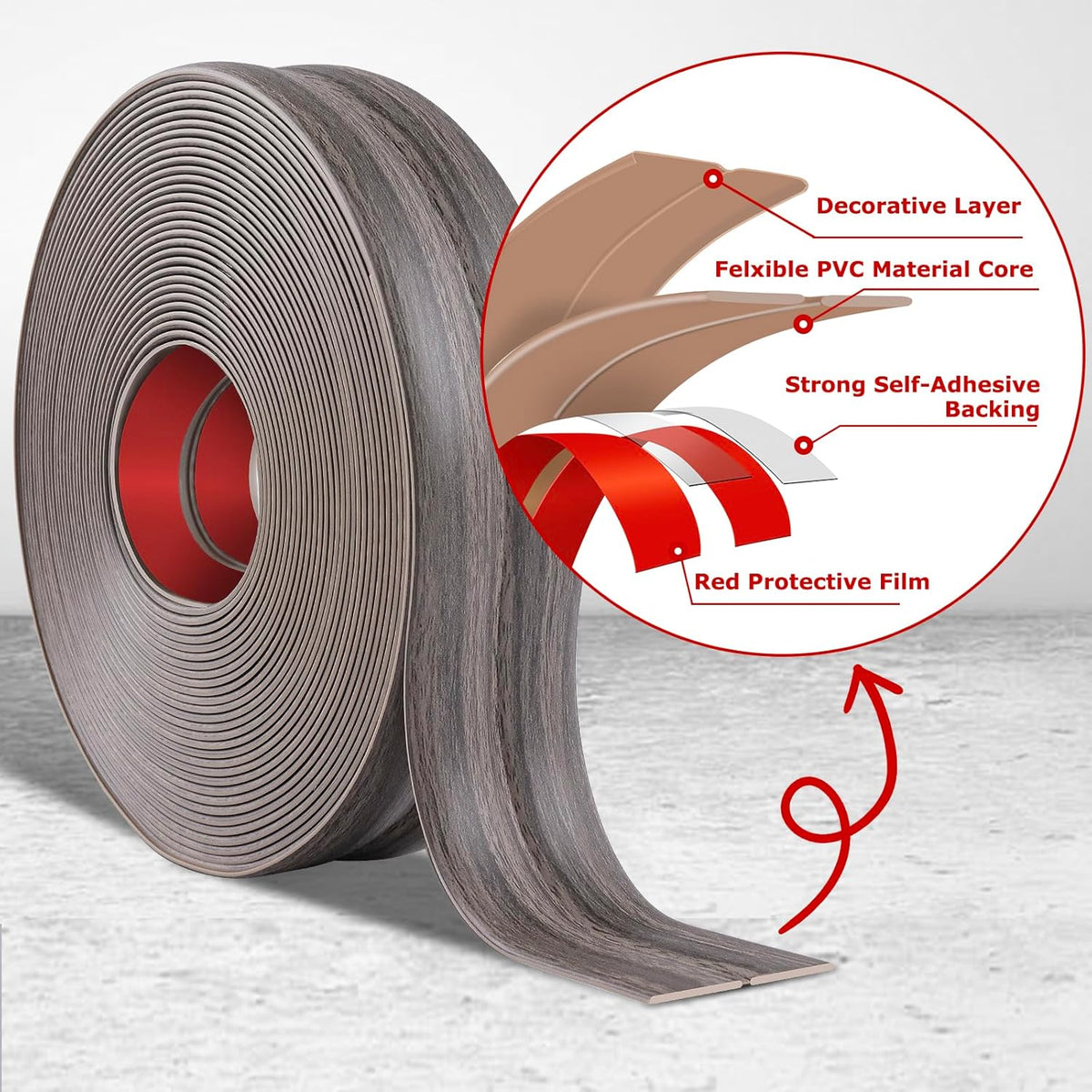 Flexible Wall Corner Protector Moulding Trim Peel and Stick Wall Corner Guards Edge Protector Self Adhesive Molding Trim Strip for Edge Ceiling (Brown Walnut Wood Grain, 1.6 in x 10 Ft)