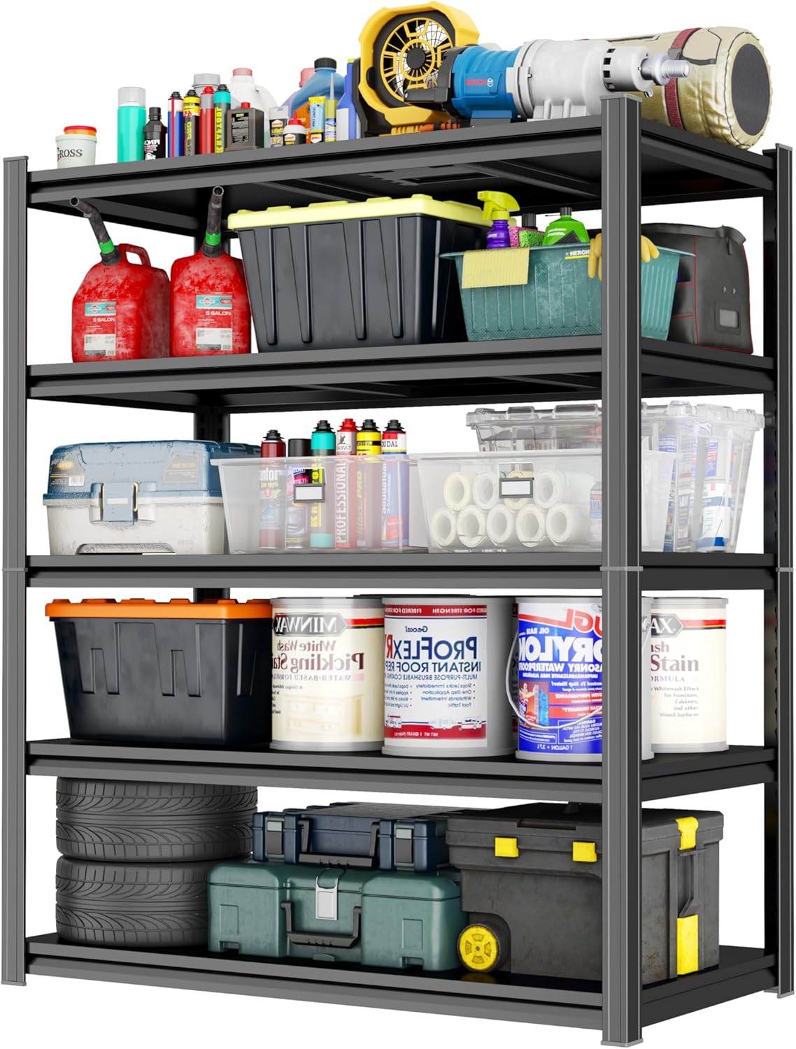 Garage Shelving Metal Storage Shelves 3500Lbs Heavy Duty Shelf Adjustable Shelving Units Metal Garage Storage Shelves for Basement, Commercial, Warehouse, Industrial, Black