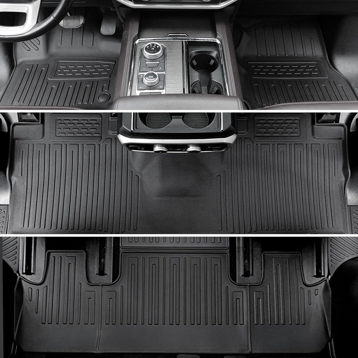 Floor Mats Set for 2018-2024 Ford Expedition/Lincoln Navigator 7 Seats Accessories, Full Coverage All Weather Cargo Mat with Backrest Protectors & Door Sill Guards (Not fit Max or L Model)