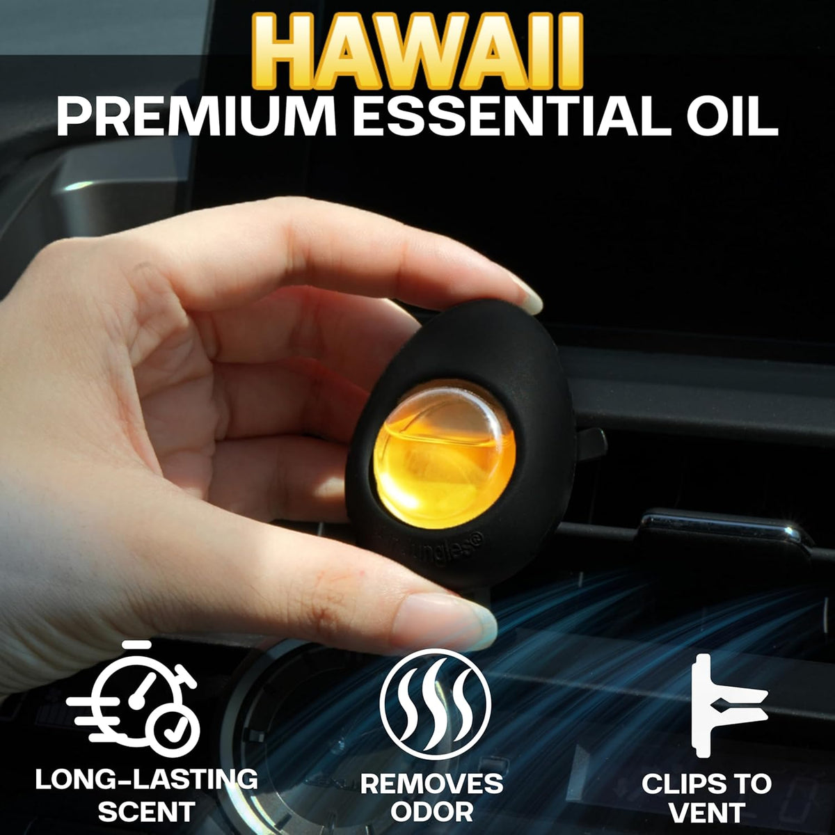 Air Jungles Car Air Freshener Vent Clip 3 Count, Hawaii Mahalo Scent, 4 ml Each, Long-Lasting Car Odor Eliminator, Easy Clip-On Design, Up to 90 Days Freshness for Cars, Trucks, and SUVs
