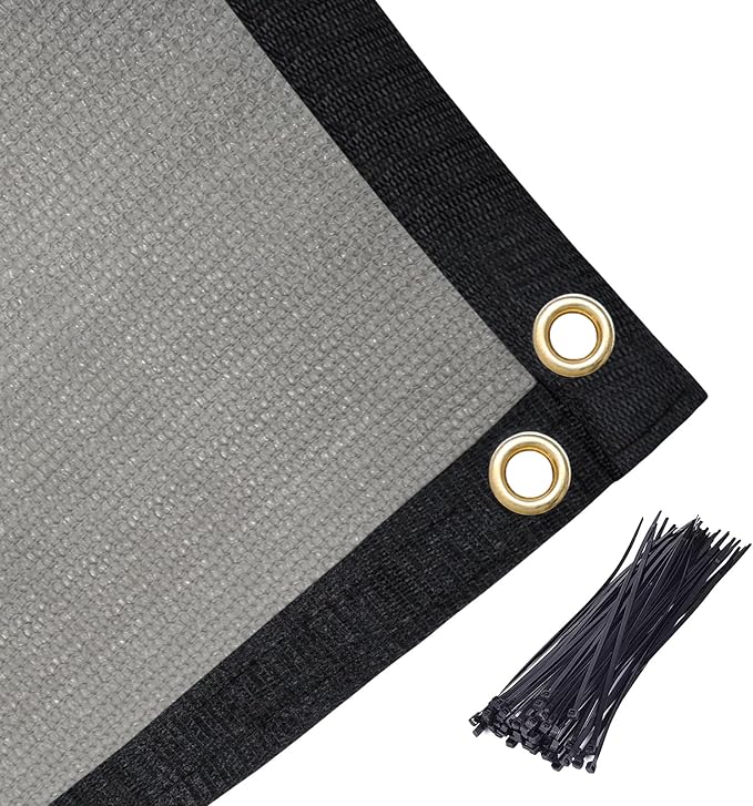 Amagenix 90% Shade Fabric 10'X 15' Gray Sun Shade Cloth with Grommets for Pergola Replacement Shade Cover Canopy, Heavy Duty, Cable Zip Ties Included (We Customized)