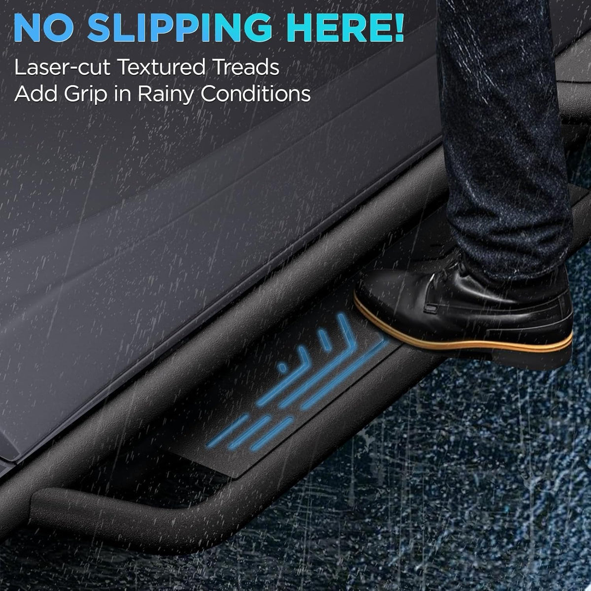 Running Boards Compatible with 2007-2018 Jeep Wrangle JK 4 Doors, Carbon Steel Coated Black Truck Side Steps Rails Nerf Bars