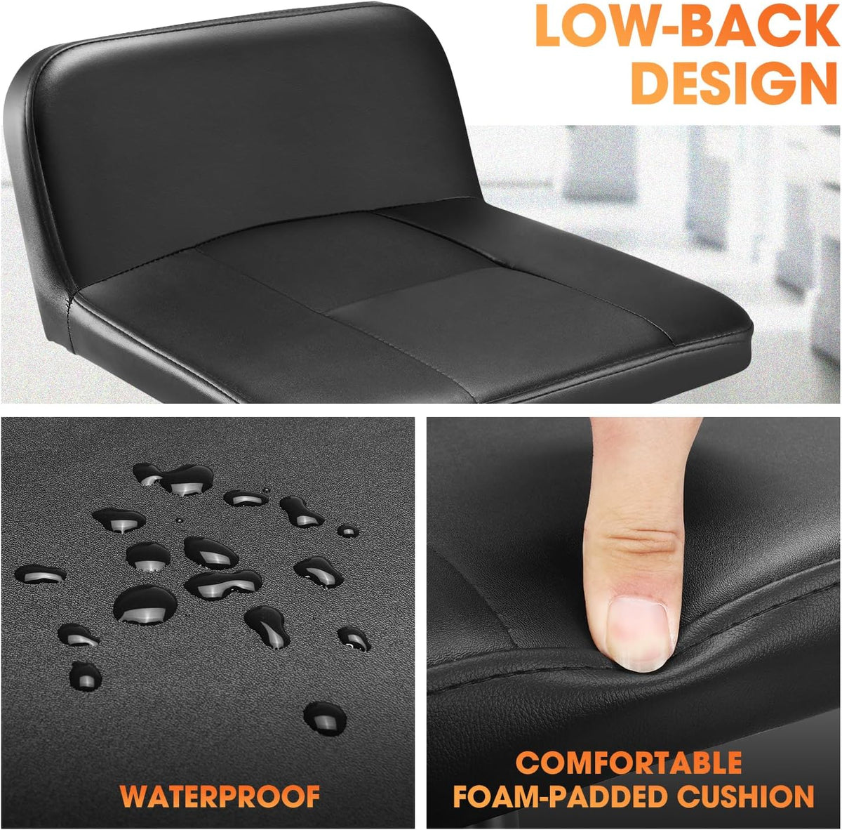 DNA MOTORING Rolling Padded Seat Adjustable Height Seat 330lbs Capacity Rolling Mechanic Creeper Stool, W/Tool Storage Drawer & Tray, Black, TOOLS-00600