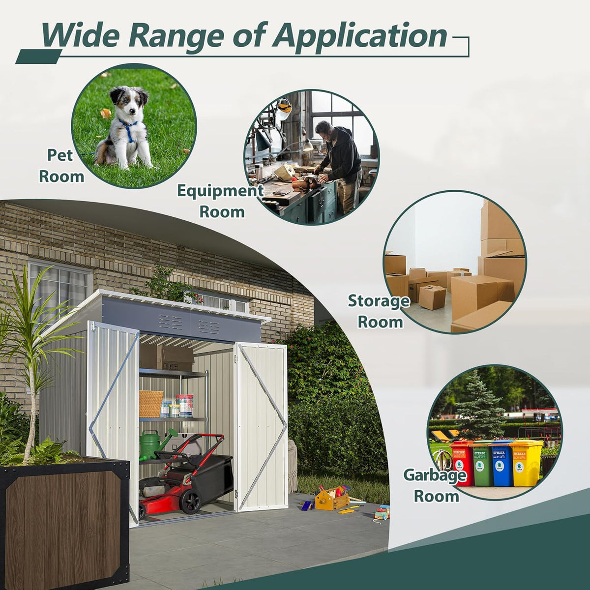6x4 FT Outdoor Metal Storage Shed with Lockable Door & Floor Frame, Heavy-Duty Garden Tool Shed, Weatherproof Steel Utility Shed for Backyard, Patio, or Lawn Organization