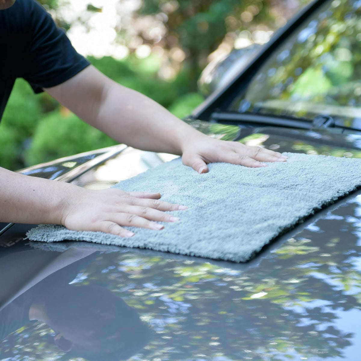 CARCAREZ Microfiber Towels for Cars, Car Drying Wash Detailing Towel with Plush Edgeless Microfiber Cloth (Grey)