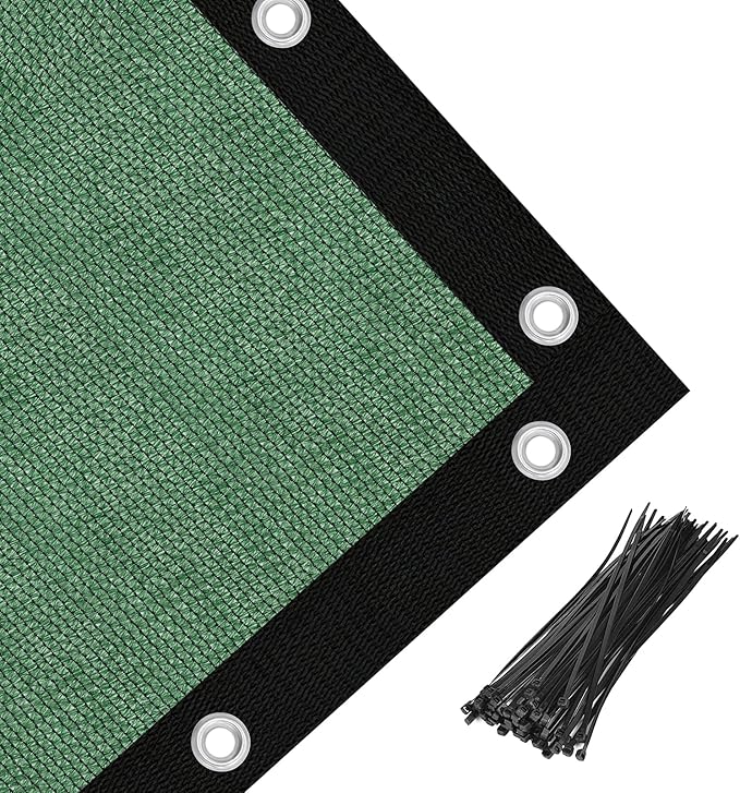 Amagenix 90% Pergola Shade Cover 7' X 10' Sun Shade Cloth with Grommets for Outdoor Garden Patio Porch, Commercial Grade 200 GSM - Cable Zip Ties Included (We Customized) GN108, Green