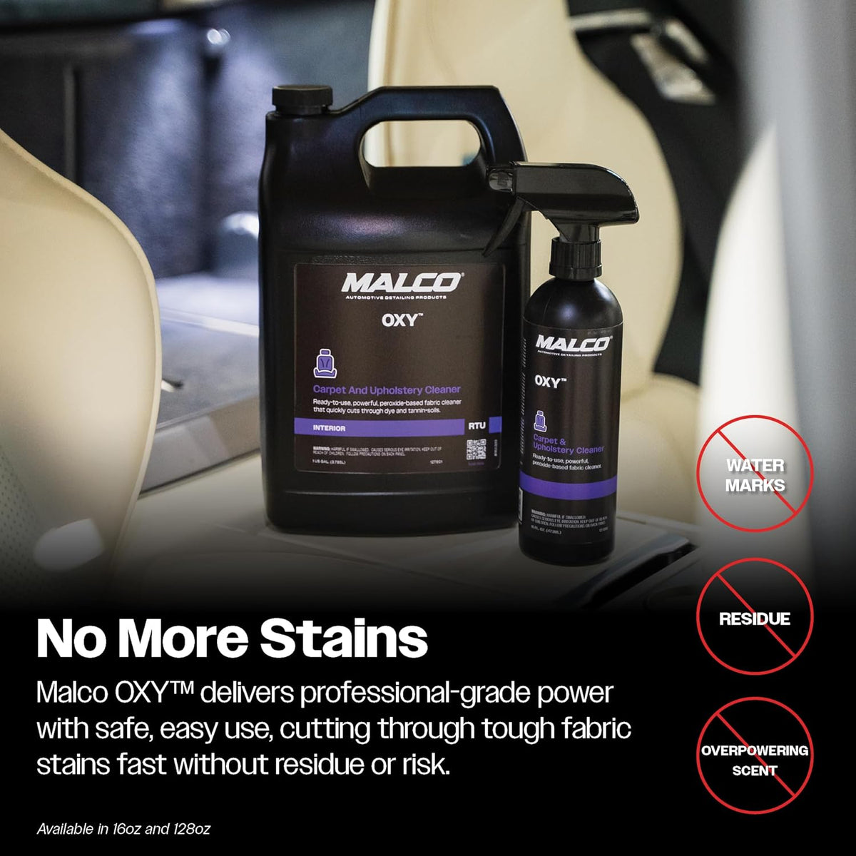 Malco OXY Carpet & Upholstery Cleaner - Stain Remover Spray for Car Interior Fabric/Cleans the Toughest Vehicle Stains/Deep Cleaning Liquid Formula / 1 Gallon (127801)