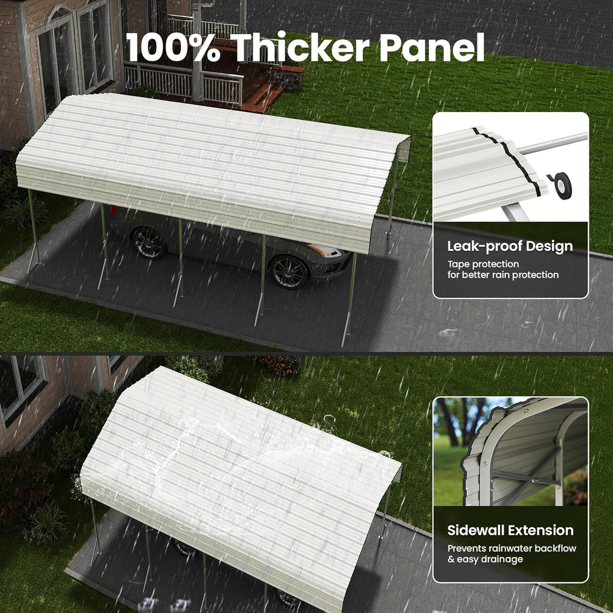 12x20 Carport, Heavy Duty Metal Car Port, All-Weather Protection, Easy Assembly for Cars, Trucks, Boats, Tractors, and Outdoor Storage