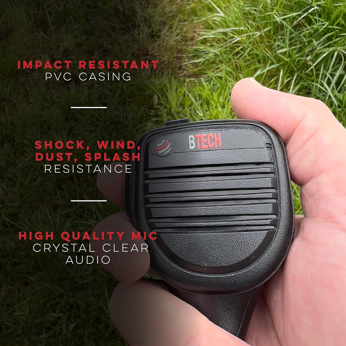 BTECH QHM22D Dual Push-to-Talk (PTT) Speaker Mic, Platinum Series IP54 Rainproof Shoulder Mic for BaoFeng, BTECH, Kenwood Radios