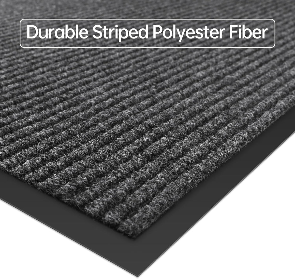 Front Door Mat, 2' x 6' Heavy Duty Indoor Outdoor Welcome Mat for Entryway, Commercial Entrance, Low Profile, Non-Slip, Durable Rubber Backing for Patio, Home