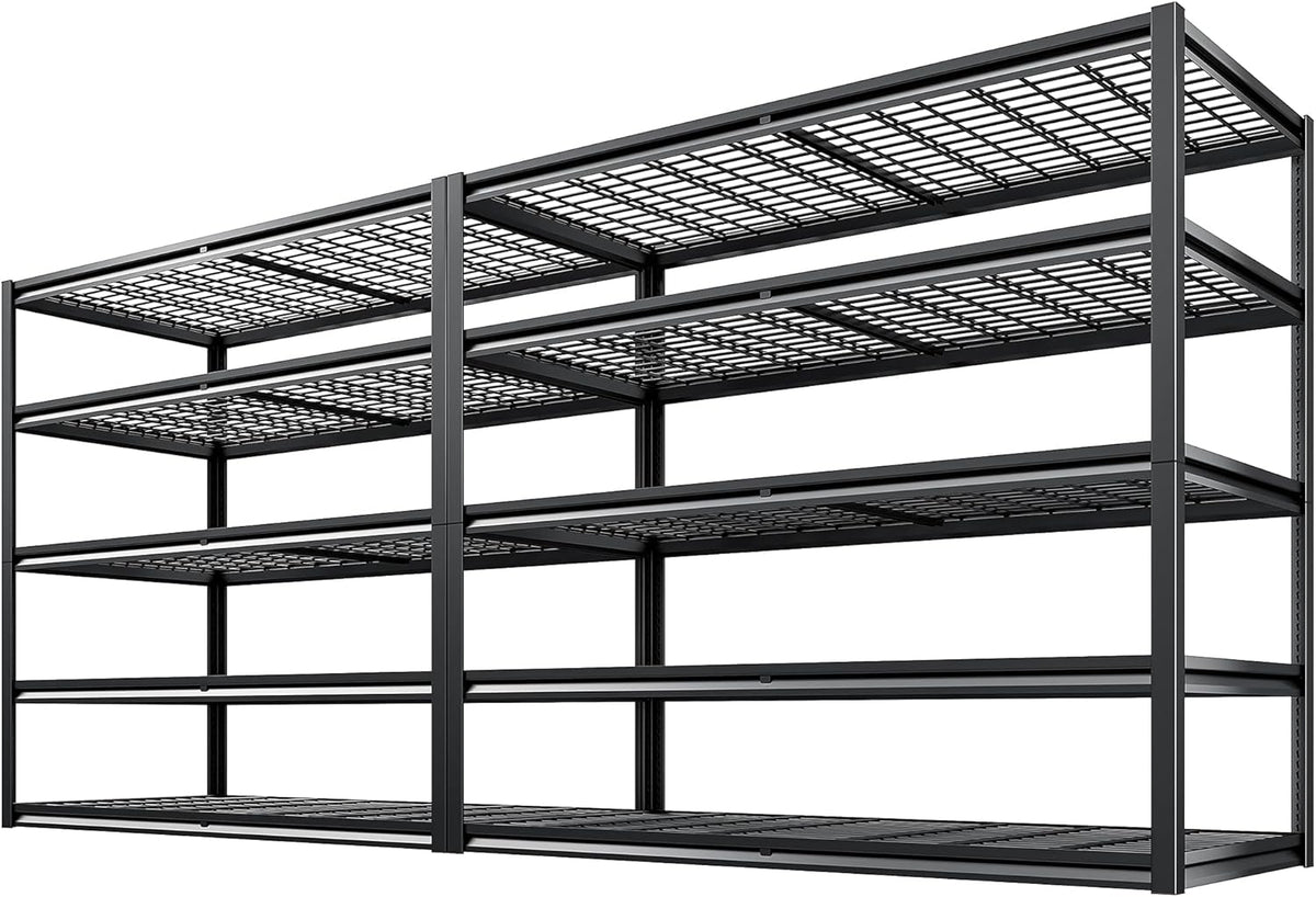 REIBII 55.2'' W x 78.2'' H x 26'' D, 5-Tier Metal Garage Shelving Units, 3000LBS Capacity, Adjustable Heavy Duty Shelves, 2 Pack