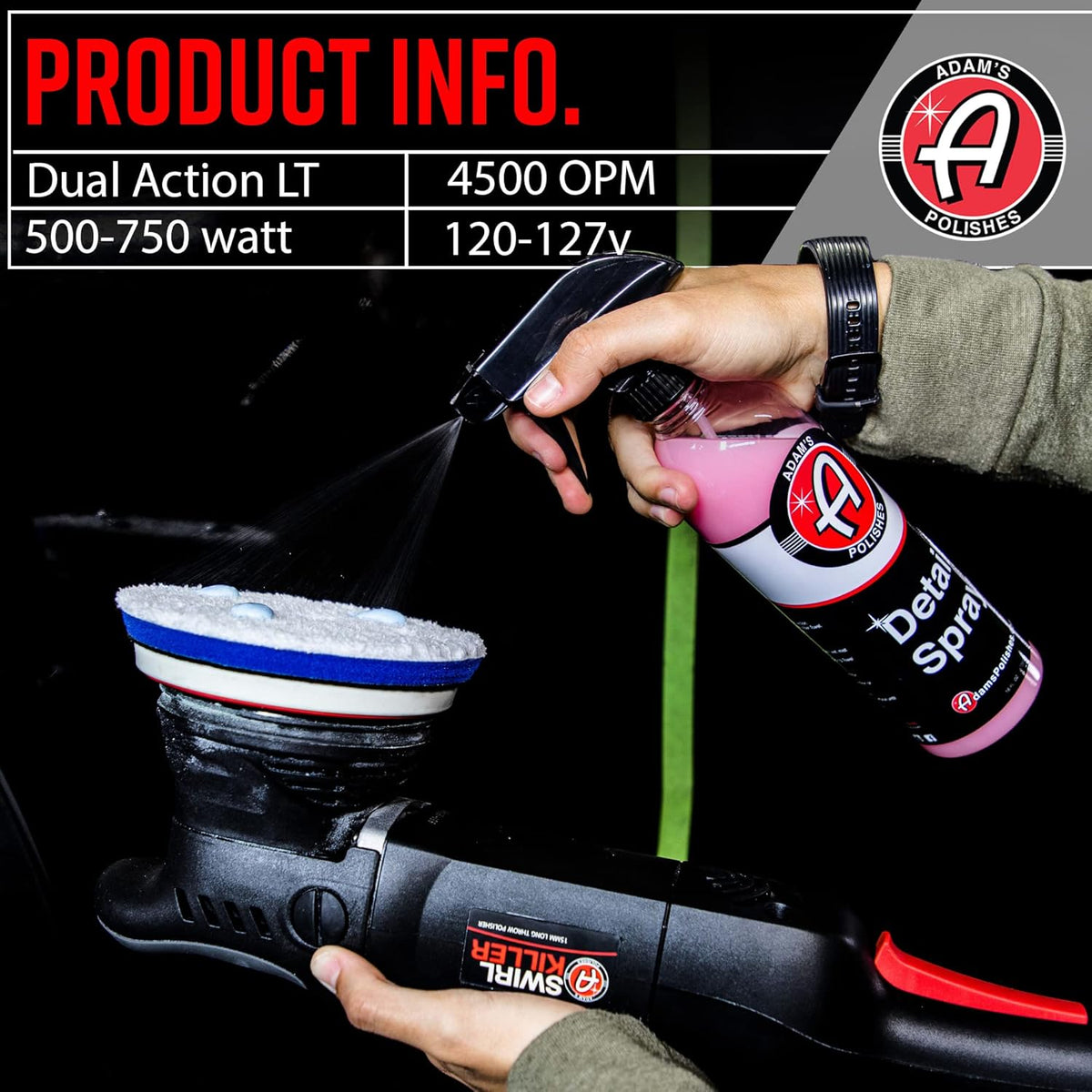 Adam's Polishes Swirl Killer 15mm Polisher Kit 16 Item Buffer Polisher Dual Action Machine Use W/Car Polish, Polishing Compound, or Car Scratch Remover | Detailing Car Wash Clay Bar Ceramic Coating