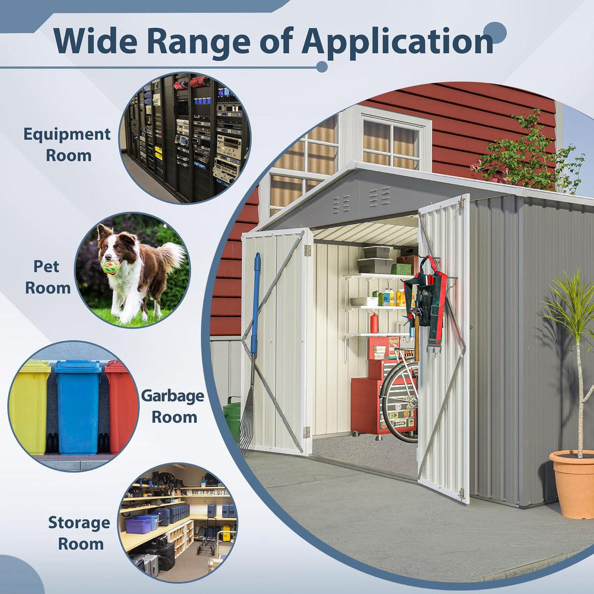 10X8 FT Outdoor Tool Storage Shed with Metal Foundation & Lockable Doors, All Weather Metal Sheds for Garden, Patio, Backyard, Lawn