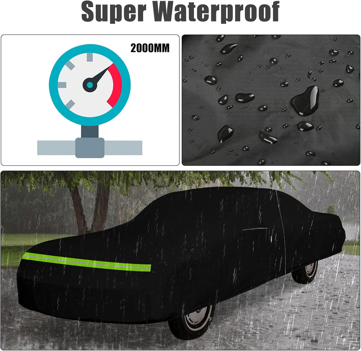 Waterproof Car Cover Compatible with Chevrolet Impala/Bel Air/Biscayne 1971-1976 2 & 4-Door Sedan/Couple/Hardtop 210T All Weather Classic Car Covers with Zipper Door for Snow Rain Protection