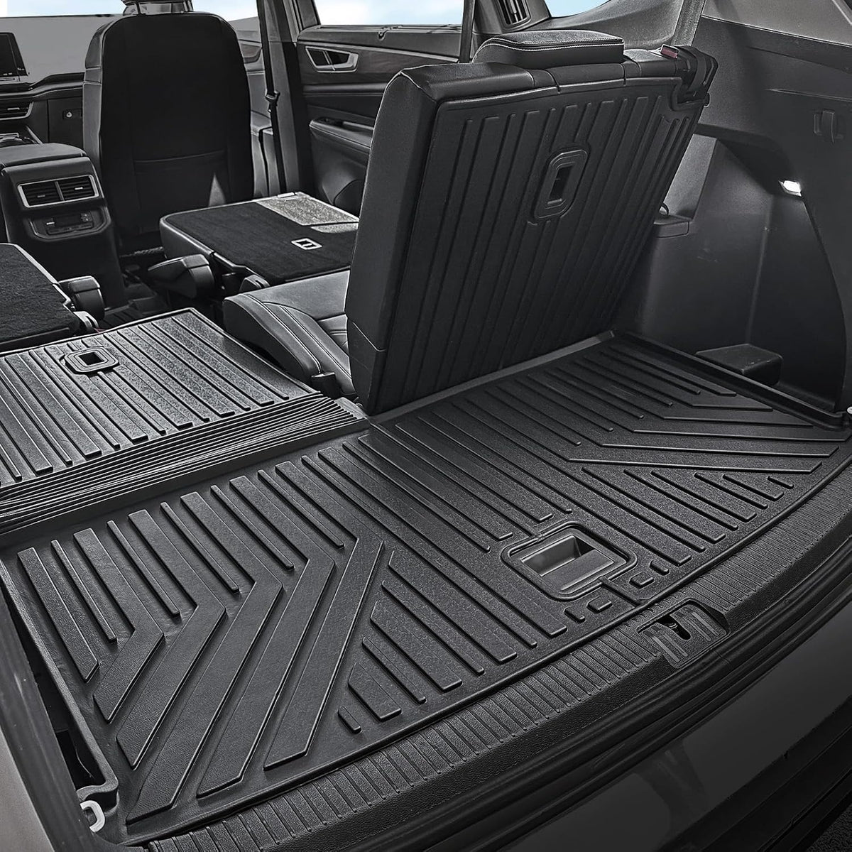 Floor Mats for 2018-2024 2025 Volkswagen VW Atlas 7 Seats(Not for Cross Sport), All Weather TPE Trunk Mat Cargo Liner with Backrest Mat for Atlas Accessories