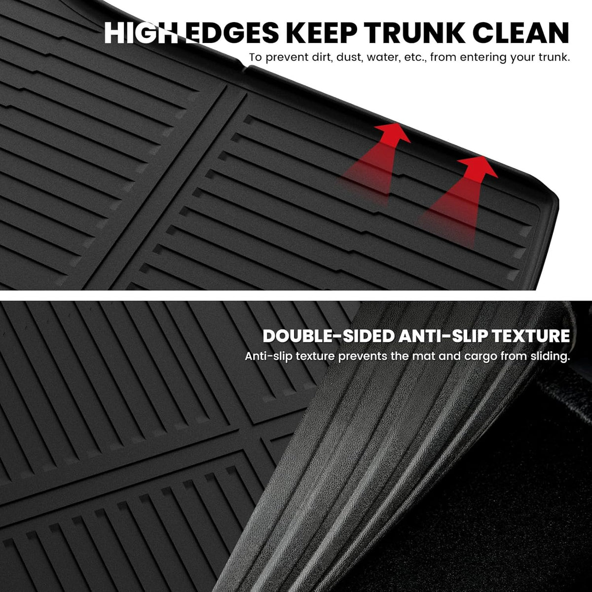 LASFIT Trunk Mats for Tesla Model Y Juniper 2025/2026 Cargo Liners Car Accessories, Custom Fit TPE All Weather Trunk Liners Frunk Rear Sub Trunk Mats Set 4PCS