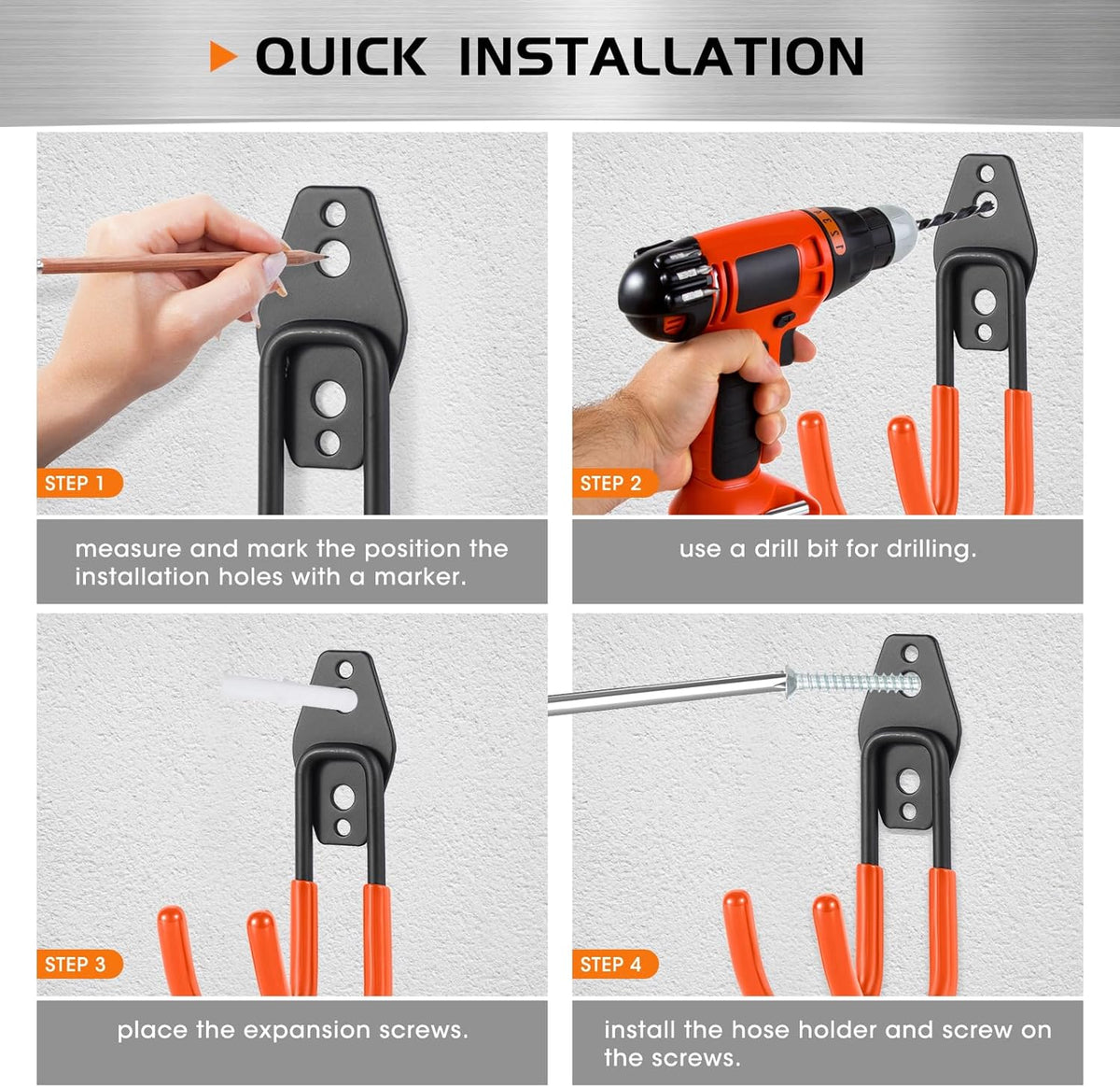 Upgraded Garage Hooks, 6 Pack Heavy Duty Wall Mount Steel Utility Hooks, Storage System Hooks for Power Tools, Garden Hose, Ladder, Bike, Cords, and More