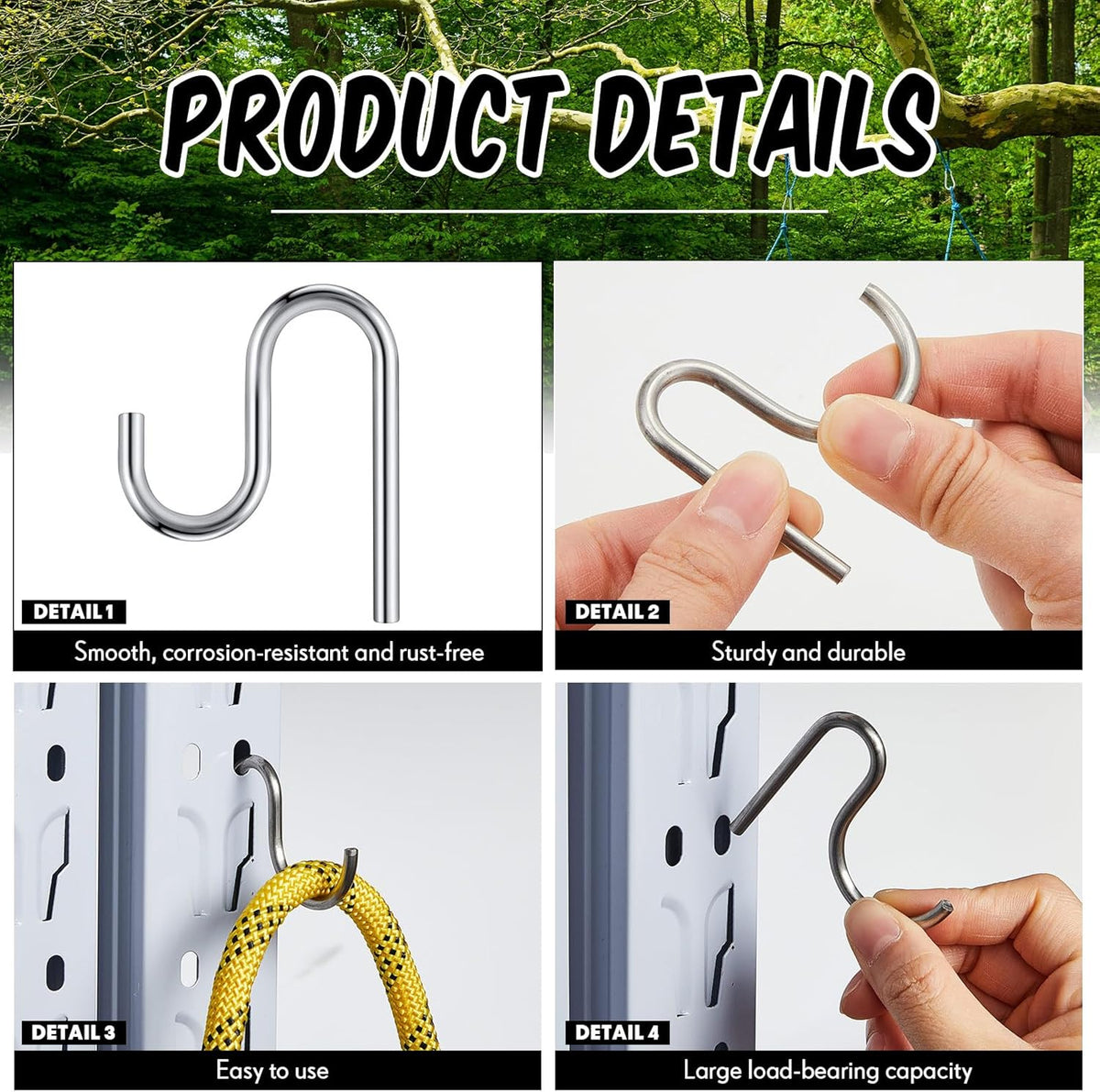 Blulu 10 Pcs 2'' Long Shed Hooks Shed Accessories for Hanging Heavy Duty Individual Utility Hooks Universal Wall Mounted J Utility Hangers for Tools Shovels Rakes Storage (Silver)