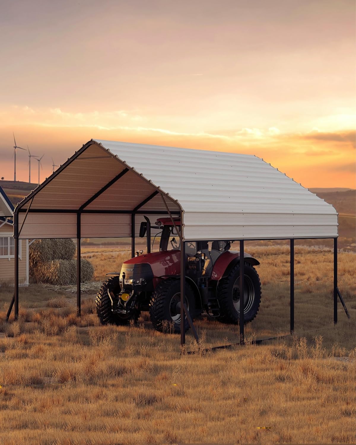 13'x16'x11' Metal Carport, Steel Heavy Duty Car Ports for All-Weather, for Cars, Motorcycles, ATV, or Boats, N.W. 500 Lbs
