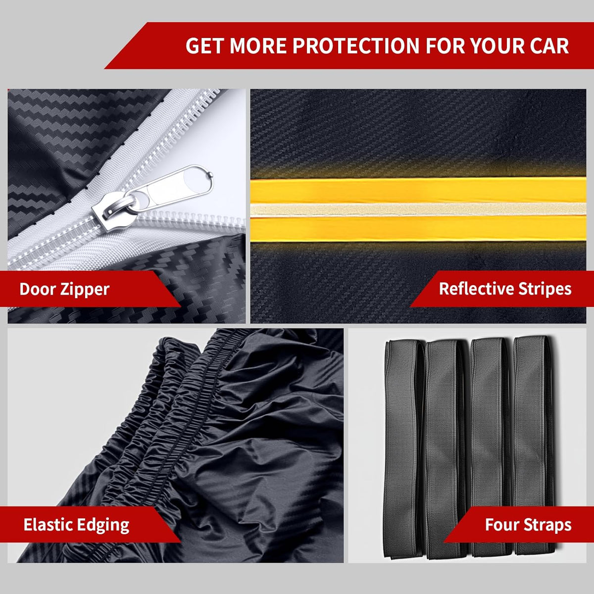 Car Cover Waterproof All Weather, 6 Layers Car Covers for Automobiles, Full Exterior Cover with Zipper, Outdoor Car Cover Sun UV Rain Snow Wind Protection for Sedan (196-210 inch)