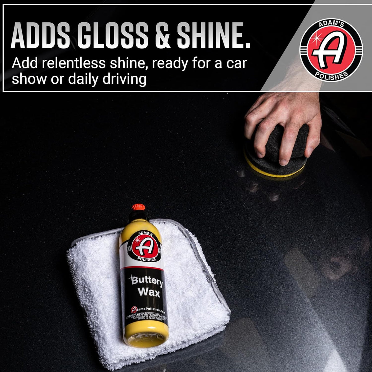 Adam's Buttery Car Wax Kit - Pure Carnauba Wax For Car Detailing Liquid Wet Wax After Car Wash For Shine, Gloss, & Paint Protection - Use W/ Car Cleaning Kit On Car, Boat RV & Motorcycle