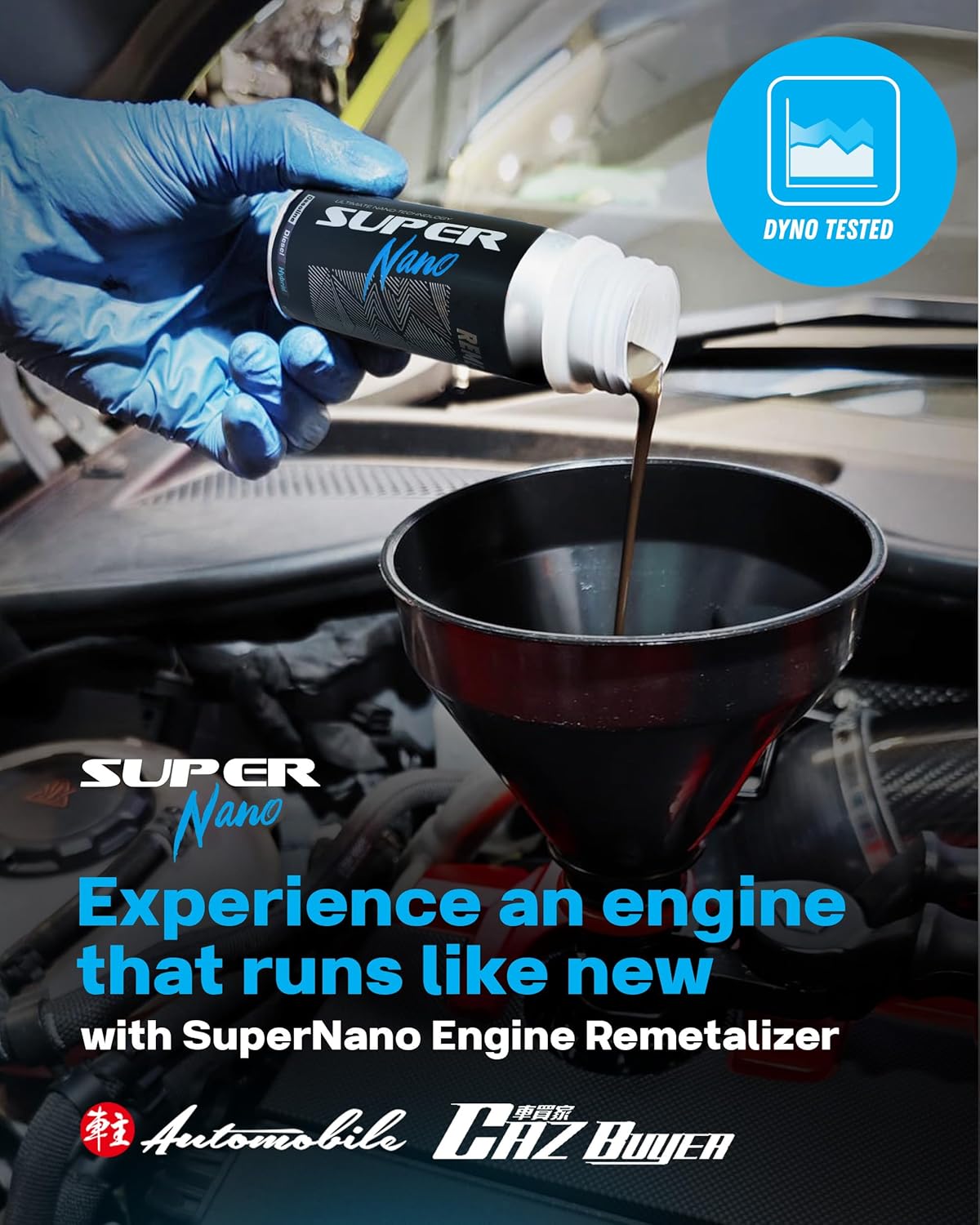 Pro Oil Additive for Car Engine - SuperNano Engine Remetalizer - Engine Flush with Advanced Nanoparticle Technology for Engine Wear Repair and Oil Treatment - Compatible with Gas, Diesel & Hybrid-50g