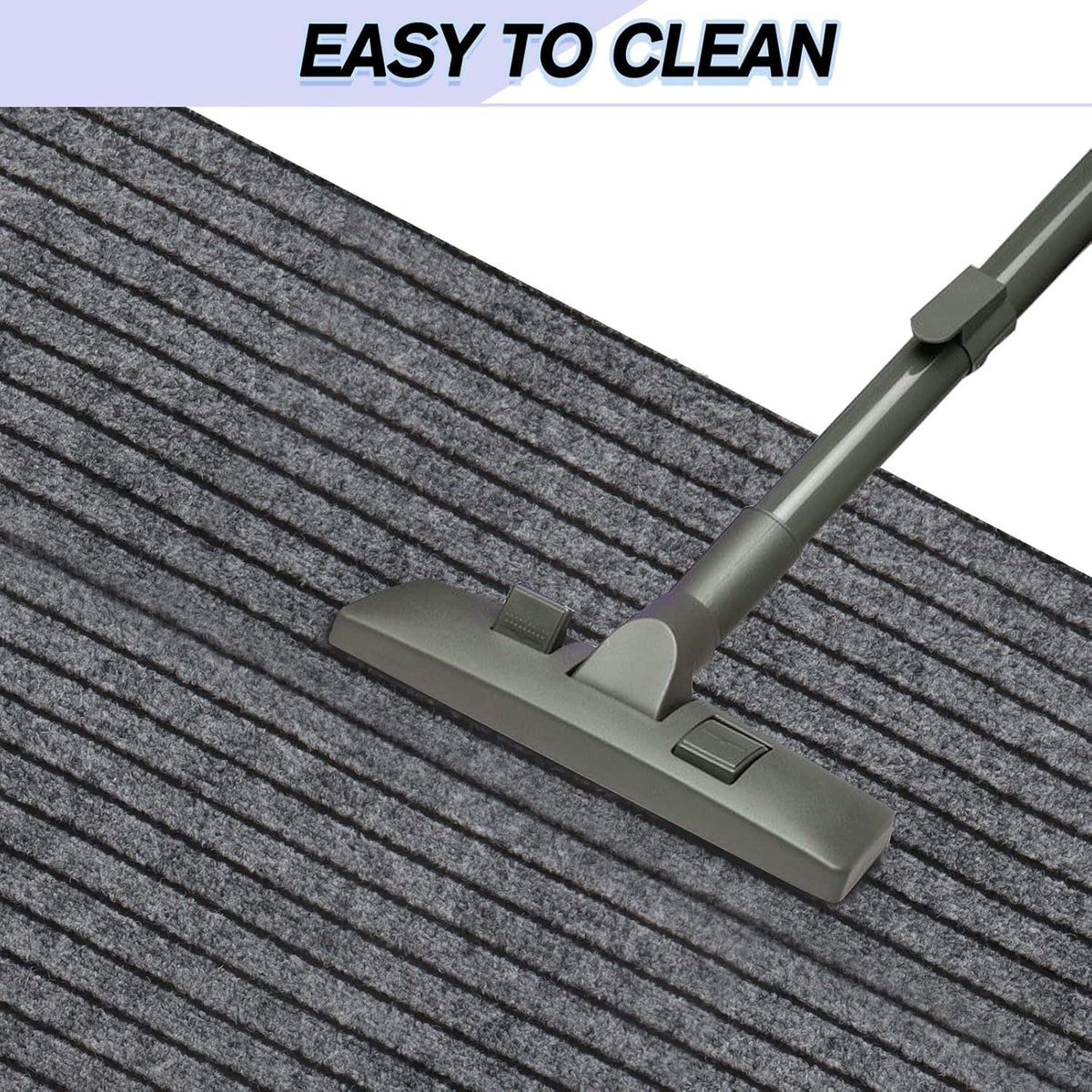 Custom Size Backed Non-Slip Area Rugs Runner, Easy Clean, Waterproof Runner Rugs for Hallway Entryway, Kitchen, Laundry, 3FT x 52FT, Gray Stripe