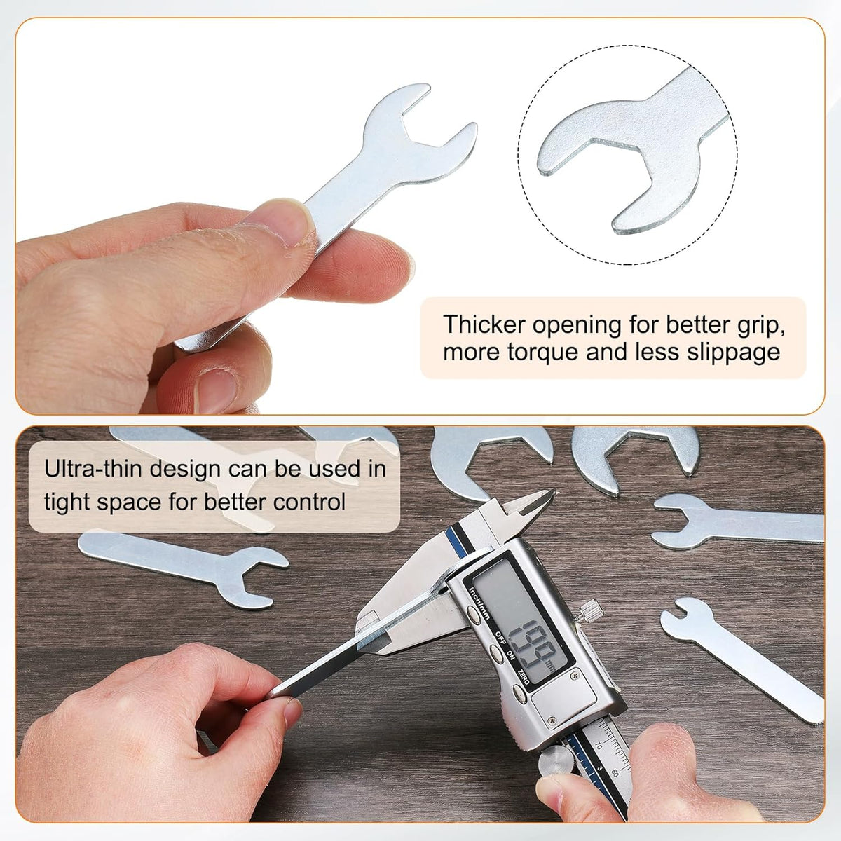 HARFINGTON 10pcs Small Wrench 13x70x1.5mm Metric U-Shaped Single Open Ended Spanner Super Thin Flat Head Galvanizing Wrench for Automotive Repair Furniture Assembly