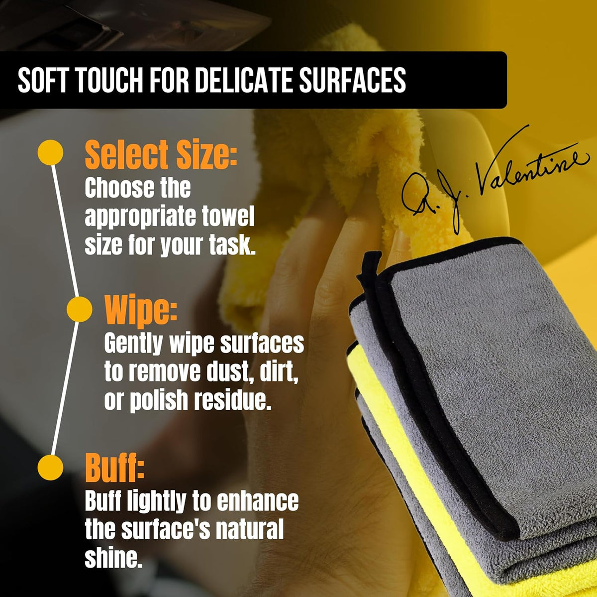 VPD Microfiber Coral Fleece Towels - Dark Yellow, Ultimate Car Drying Towels, Extra Large, Super Absorbent, Lint and Scratch Free, Perfect for Car Wax Polishing (24, 15.75" by 15.75")