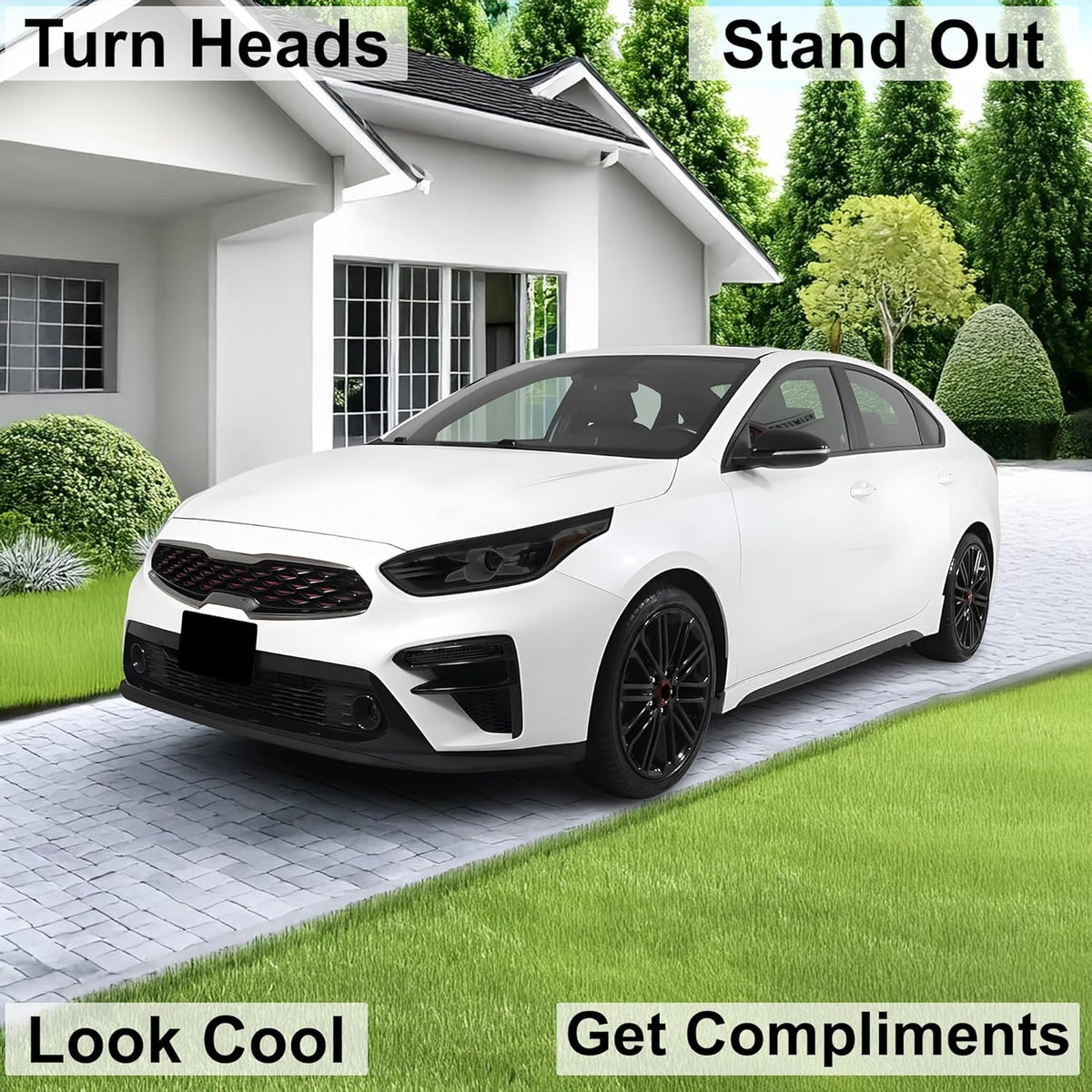 BOGAR TECH DESIGNS Full Headlight Head Light Tint Kit Compatible with Kia Forte 2019-2021, Dark Smoke